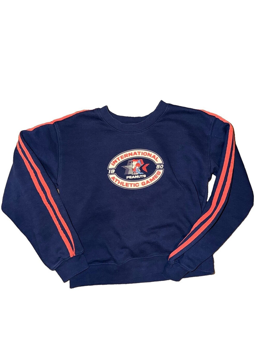 Peanuts International Athletic Games Navy Blue Sweatshirt - Size Small
